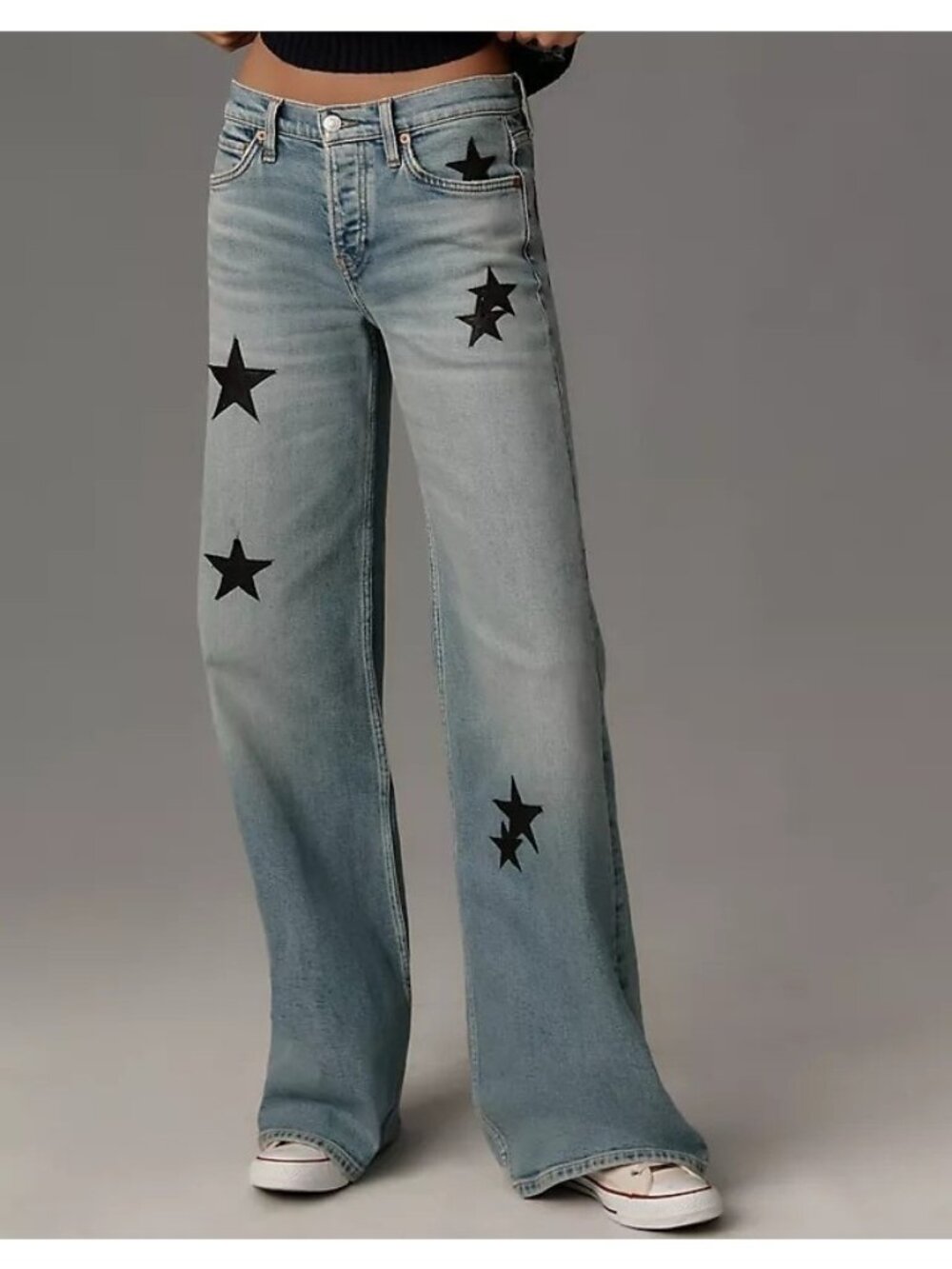 RE/DONE Star Embellished Mid Rise Wide Leg Jeans Retro Y2k 90s Festival Women 29